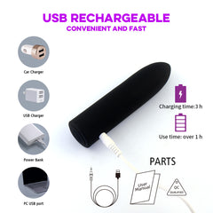 Extended Bullet Vibrator - USB Rechargeable, Waterproof, 10 Powerful Vibration Modes
