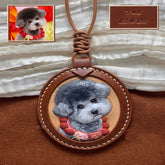 Custom Handmade Leather Pet Portrait Pendant - Unique Personalized Design | HmadeArt