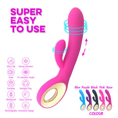 Dual-Head Silicone Vibrator | Waterproof, USB Rechargeable, 10 Vibration Modes