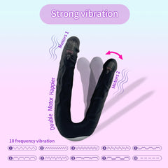 Double-Ended Vibrating Dildo - Dual Pleasure, USB Rechargeable, Waterproof, G-Spot Stimulator