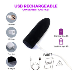 Luxury Bullet Vibrator - USB Rechargeable, Waterproof, 10 Vibration Modes, With Charging Cable, Manual, & Storage Bag