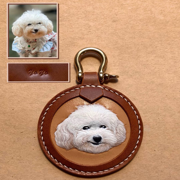 Custom Handmade Leather Pet Portrait Pendant - Unique Personalized Design | HmadeArt