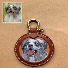 Custom Handmade Leather Pet Portrait Pendant - Unique Personalized Design | HmadeArt