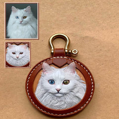 Custom Handmade Leather Pet Portrait Pendant - Unique Personalized Design | HmadeArt