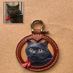 Custom Handmade Leather Pet Portrait Pendant - Unique Personalized Design | HmadeArt