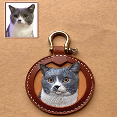 Custom Handmade Leather Pet Portrait Pendant - Unique Personalized Design | HmadeArt