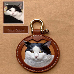 Custom Handmade Leather Pet Portrait Pendant - Unique Personalized Design | HmadeArt