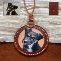 Custom Handmade Leather Pet Portrait Pendant - Unique Personalized Design | HmadeArt