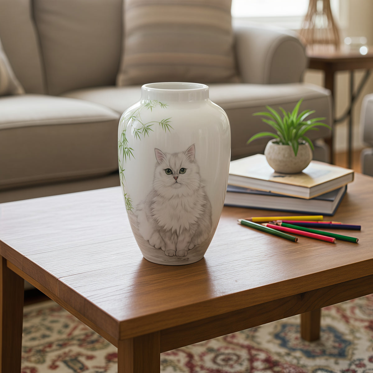 Custom Ceramic Pet Urn - Personalized Design with Uploaded Pet Photo丨HmadeArt